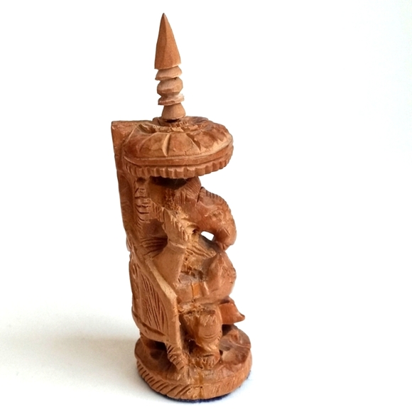 Sandalwood Hand Carved Antique Wooden 3” Elephant (Ganesh) Figurine from India - Picture 2 of 13